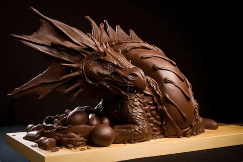 Premium Ai Image Chocolate Sculpture Of A Dragon Made For Imaginary