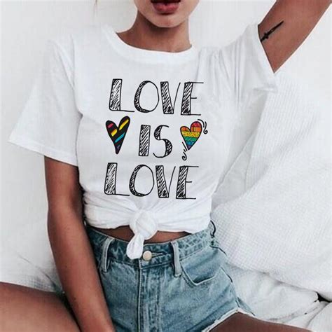 Buy Lgbt Lesbian Pride Rainbow T Shirt Women Gay Love Harajuku Ullzang