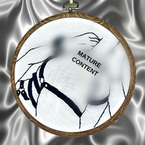 Bent Over Strapped In Kinky Embroidery Framed Bondage BDSM Erotic Embroidery Nude Cum