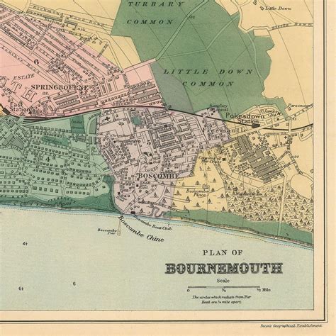 map  bournemouthcity planrare mapantique etsy