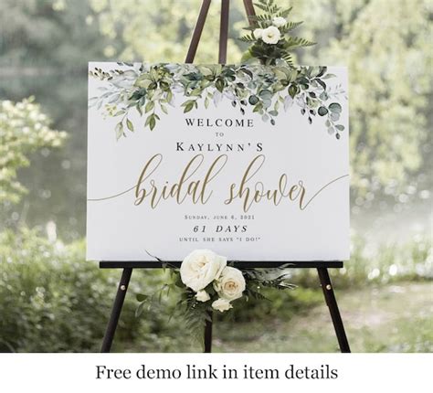 Bridal Shower Welcome Sign Template Download Try Before You Etsy