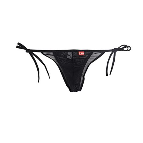 Snapklik Mens Tie Side Low Rise Underwear Sheer Mesh String Bikini Briefs Underwear Panties