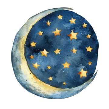 Educational Watercolor Painting Of Moon And Stars Watercolor Painting