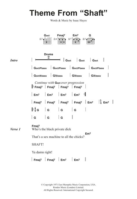 Theme From Shaft By Isaac Hayes Guitar Chordslyrics Guitar Instructor