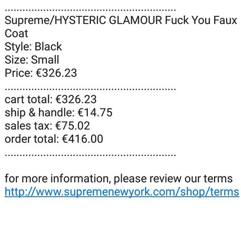 Supreme HYSTERIC GLAMOUR Fuck You Faux Fur Coat Depop