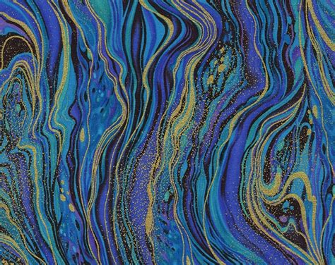 Enchanted Plume Abstract Marbling Metallic By Timesless Treasures