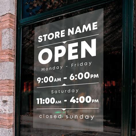 Amazon Custom Wall Decal Business Hours Sign For Stores Hours