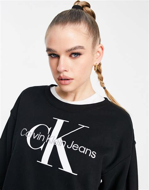 Calvin Klein Monogram Logo Sweatshirt In Black Lyst