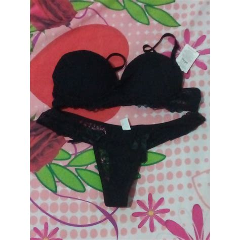 Conjunto de lingerie calcinha e sutiã bojo Shopee Brasil