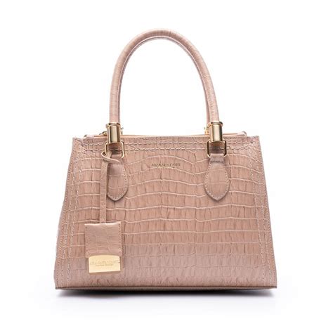 Bolsa Em Couro Leg Timo Tote Grande Croco Nude Nude