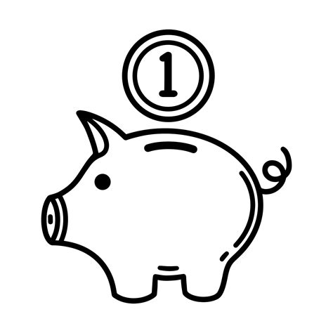 Piggy Bank Clip Art Black And White