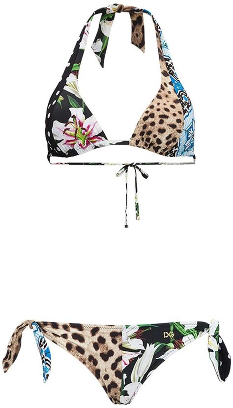 Dolce Gabbana Lycra Patchwork Bikini ShopStyle Two Piece Swimsuits