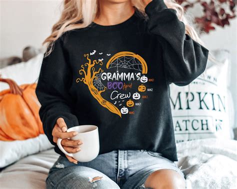 Personalized Gramma's Bootiful Crew Sweatshirt, Grandma Halloween