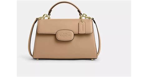 Coach Eliza Top Handle With Leather Covered Closure In Natural Lyst