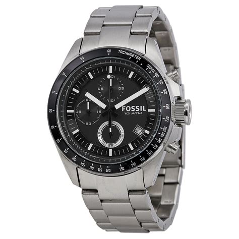 Fossil Decker Chronograph Stainless Steel Black Dial Men S Watch Ch