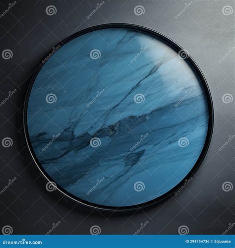 Blue Marble Minimalistic Round Picture Frame Stock Illustration