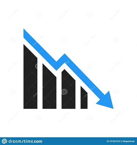 Graph Down Icon Chart Below And Loss Reduction Symbol Stock Vector