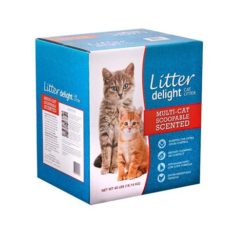 Litter Delight 40 Lbs Multi Cat Scoopable Scented Clay Cat Litter By