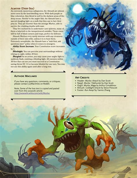 Dnd 5e Homebrew — Murloc Race By Maclimes