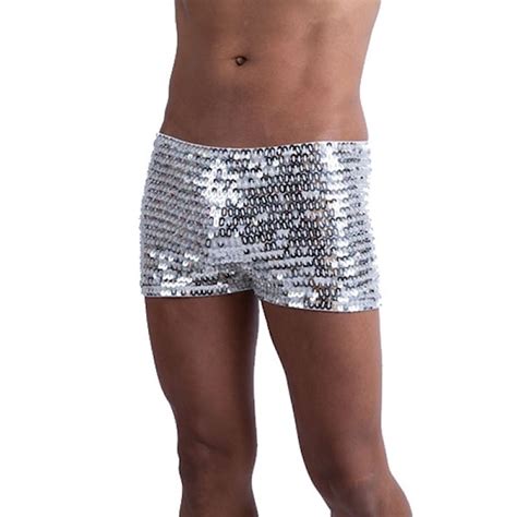 Mens Sequin Shorts Silver