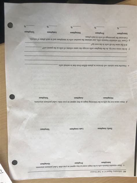 Solved Laboratory Report 4 CELL DIVISION 3:10 15 Student Lab | Chegg.com