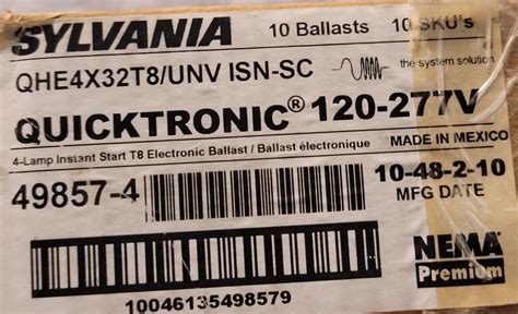 SYLVANIA QUICKTRONIC QHE 4X32T8 UNV ISN SC Electronic Ballast 120 277V