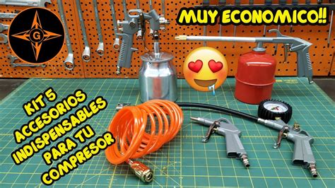 KIT DE 5 ACCESORIOS PARA EL COMPRESOR DE AIRE MUY ECONOMICO Y DE