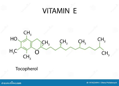 Molecule Tocopherol Vitamin E Chemical Formula In The Form Of A