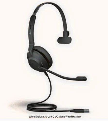 Jabra Evolve2 30 USB C UC Mono Wired Headset On Ear Headband Black At