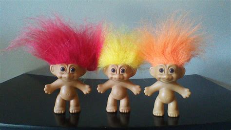 Vintage Russ Troll Dolls Best Seller Naked Trolls Good Luck Troll Doll Yellow Orange Pink