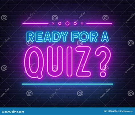 Quiz Neon Banner Set Glowing Question Mark Color Neon Frames On Brick