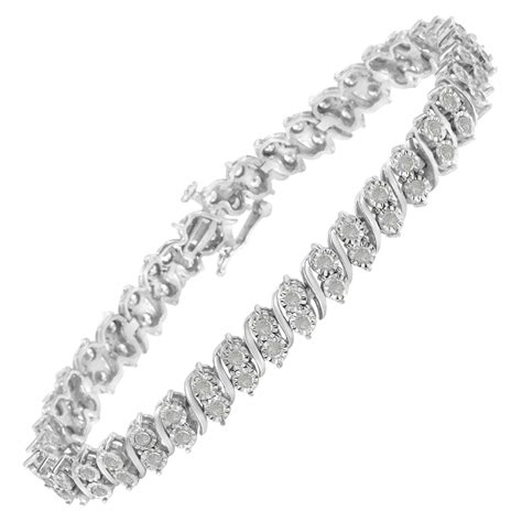 sterling silver  carat rose cut diamond  link bracelet