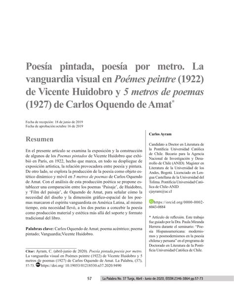 PDF Poesía pintada poesía por metro La vanguardia visual en Poémes