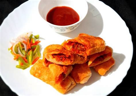 Veg Spring Roll Recipe by Sanuber Ashrafi - Cookpad