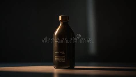 whiskey bottle reflects abstract design shiny glass  dark liquid