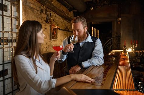 Premium Photo Man Picking Up Woman In Bar Mature Gentleman Starting Nice Conversation With