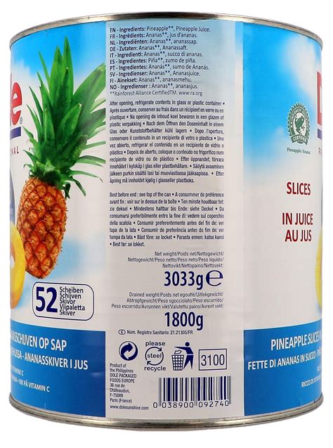 Dole Tropical Gold Ananas Tranches Au Jus L Boite Nevejan