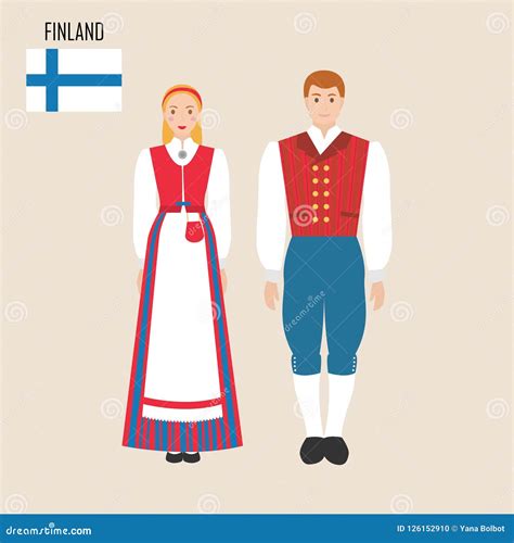 Finnish Woman and Man in Traditional Costume Stock Vector ...