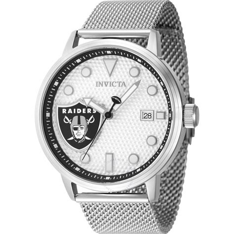 Invicta Nfl Las Vegas Raiders Quartz Silver Dial Mens Watch 47970