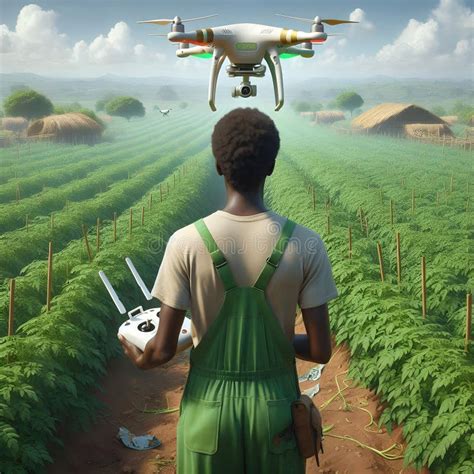 Drone Helping Farmer Stock Illustration Illustration Of Farmland