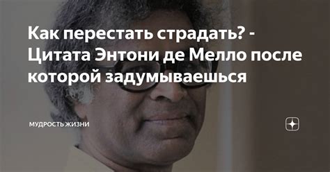 Как перестать страдать? - Цитата Энтони де Мелло после которой ...