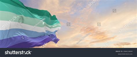 Transinclusive Gay Mens Pride Flag Waving Stock Illustration 2064118004
