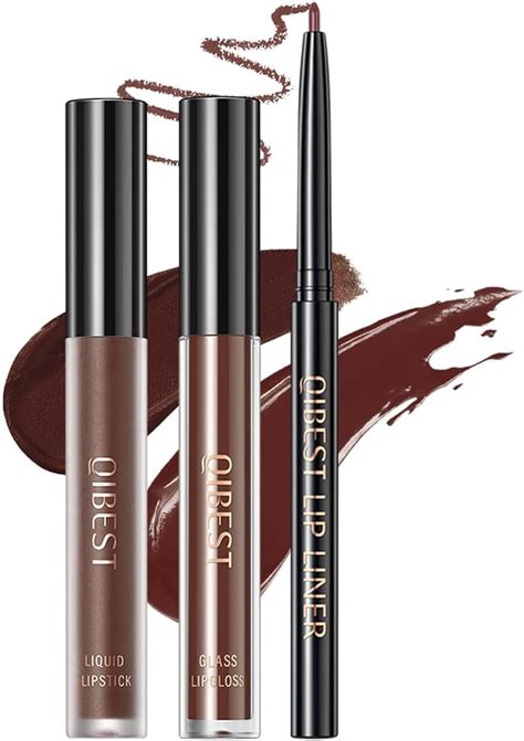 3 PCS Nude Lip Gloss Lip Liner Liquid Lipstick Trio Lip Set One Step Lips Makeup Kits