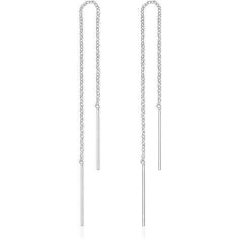 Boucles D Oreilles Pendantes À Chaîne En Argent Fin 925 Plaqué Or