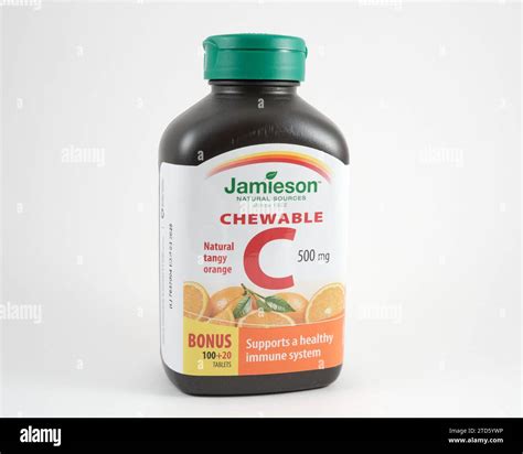 Jamieson Chewable Natural Tangy Orange Vitamin C Bottle Stock Photo