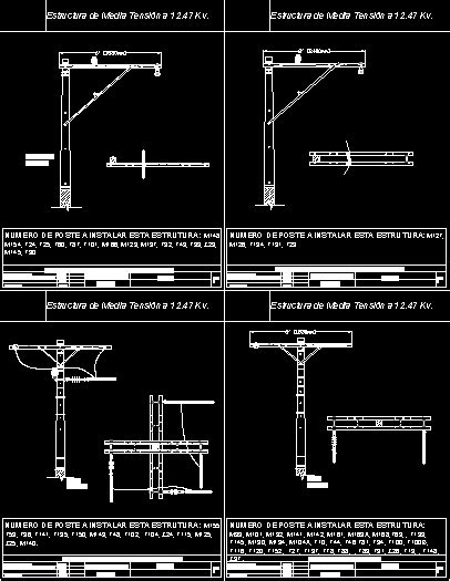 Estructura De Media Tension En Autocad Librer A Cad