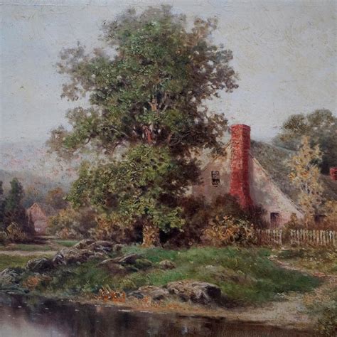 Antikes Landschaftsgemälde Von M Howell Cottage Szene Um 1900 Im Angebot Bei 1stdibs