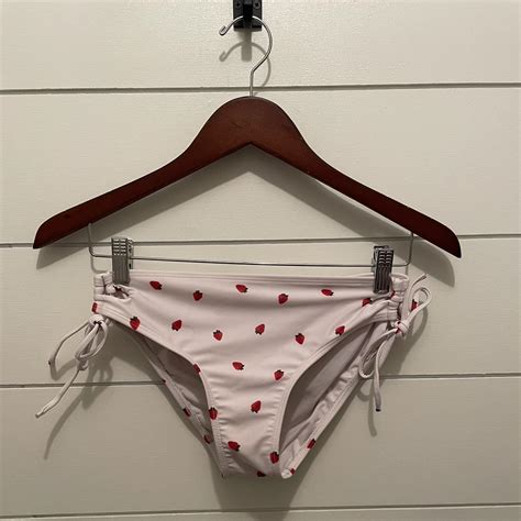 Aeropostale Women S White And Red Bikini And Tankini Bottoms Depop