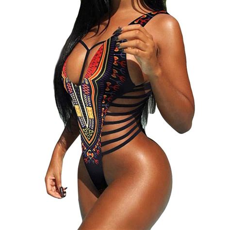 Buy KESEE African Style Swimwear For Women Women African Dashiki Cutout High Waist Bikini Sets