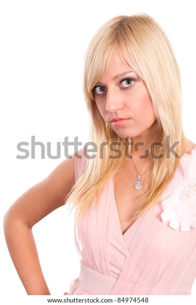 Cute Blonde Posing On White Background Stock Photo 84974548 Shutterstock